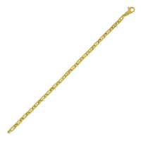 14K Yellow Gold Rectangular Railroad Link Bracelet (7.00 mm)