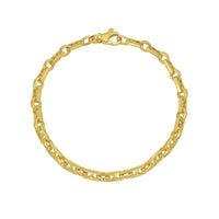 14K Yellow Gold Rectangular Railroad Link Bracelet (7.00 mm)