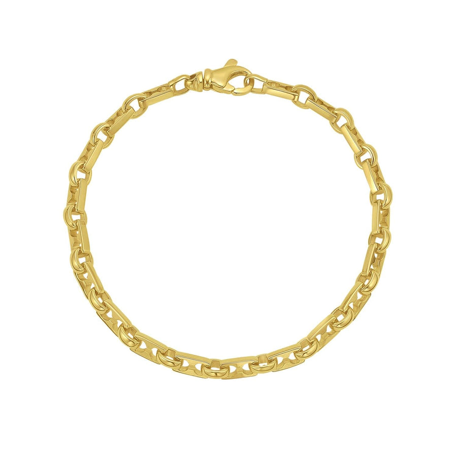 14K Yellow Gold Rectangular Railroad Link Bracelet (7.00 mm)