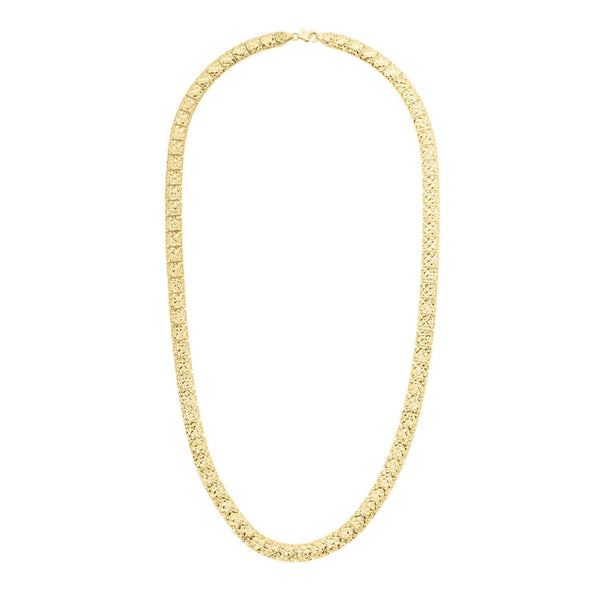 10K Yellow Gold Diamond Cut Square Link Necklace