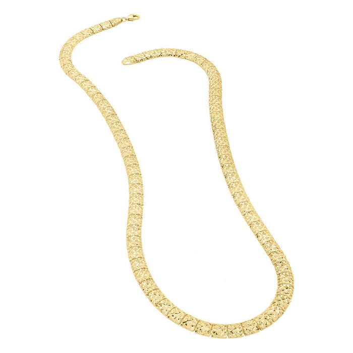 10K Yellow Gold Diamond Cut Square Link Necklace