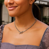 Sterling Silver Rhodium Plated Paperclip Toggle Necklace thumbnail 5