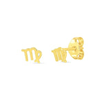 14k Yellow Gold Virgo Stud Earrings thumbnail 1