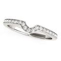 14K white gold wedding band with curved prong-set diamond stones