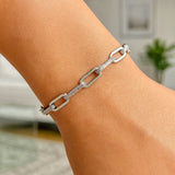 14k White Gold Diamante Paperclip Chain Bracelet (4.00 mm) thumbnail 3