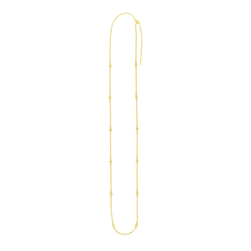 Endless Adjustable Diamond Pendant Chain in Yellow Gold (3.00 mm)