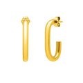 14K yellow gold paperclip hoop earrings, 27mm by 12mm polished links