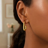 Paperclip Hoop Earrings in 14K Yellow Gold (27mmx12mm) thumbnail 4