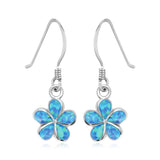 Sterling Silver Flower Dangle Earrings with Opal thumbnail 1