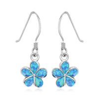 Sterling Silver Flower Dangle Earrings with Opal