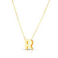 14K yellow gold block letter R initial necklace pendant