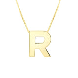 14K Yellow Gold Yours Truly Block Letter Initial R Necklace thumbnail 2