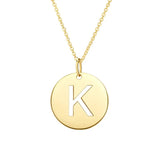 14K Yellow Gold Disc Initial K Pendant thumbnail 1