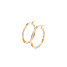 Load image into Gallery viewer, 10k Tri-Color Gold Classic Hoop Earrings with Diamond Cut Details(20mm)