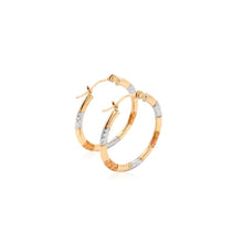 Load image into Gallery viewer, 10k Tri-Color Gold Classic Hoop Earrings with Diamond Cut Details(20mm)