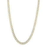 14k Yellow Gold White Pave High Polish Modern Lite Miami Cuban Chain (8.00 mm) thumbnail 2