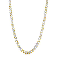 14k Yellow Gold White Pave High Polish Modern Lite Miami Cuban Chain (8.00 mm)