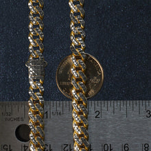 14k Yellow Gold White Pave High Polish Modern Lite Miami Cuban Chain (8.00 mm)