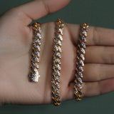 14k Yellow Gold White Pave High Polish Modern Lite Miami Cuban Chain (8.00 mm) thumbnail 5