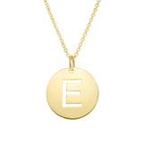 14K Yellow Gold Disc Initial E Pendant thumbnail 1