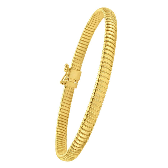 14K yellow gold tubogas bracelet with smooth 5.00 mm coiled band