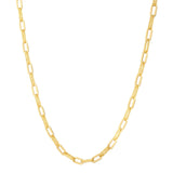 14K yellow gold paperclip chain necklace with 4 mm elongated oval links thumbnail 1