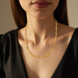 14k Yellow Gold Diamante Paperclip Chain Necklace (4.00 mm) thumbnail 5