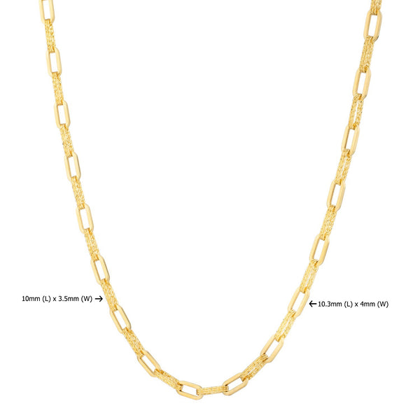 14k Yellow Gold Diamante Paperclip Chain Necklace (4.00 mm)