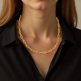 14k Yellow Gold Diamante Paperclip Chain Necklace (4.00 mm) thumbnail 4