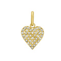 14K yellow gold heart charm with pave-set heart diamond stones