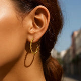 14K Yellow Gold Bead Hoop Earrings(2x23.4mm) thumbnail 2