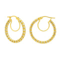 14K two-tone gold hoop earrings with round accent stones
