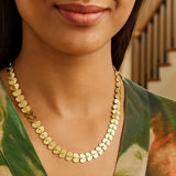 14k Yellow Gold Polished Heart Link Chain Necklace thumbnail 3