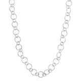 925 sterling silver rhodium plated link necklace with bright white finish thumbnail 1