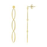 14K Yellow Gold Triple Oval Fancy Drop Earrings thumbnail 1