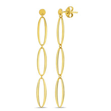 14K Yellow Gold Triple Oval Fancy Drop Earrings