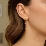 14K Yellow Gold Triple Oval Fancy Drop Earrings thumbnail 3