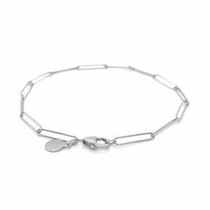 14k White Gold Wire Paperclip Bracelet  (2.70 mm)