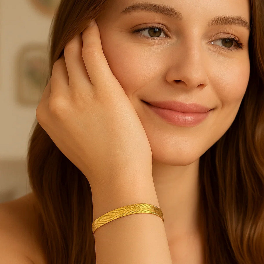 14k Yellow Gold Super Flex Herringbone Bracelet (6.00 mm)