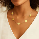 14K Yellow Gold Clover Necklace thumbnail 5