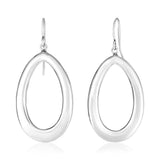 Sterling Silver Polished Puffed Teardrop Motif Dangle Earrings thumbnail 1