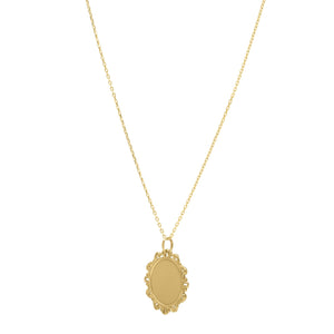 Baroque Round Pendant and Necklace in 14K Yellow Gold