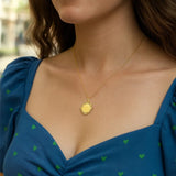 Baroque Round Pendant and Necklace in 14K Yellow Gold thumbnail 6