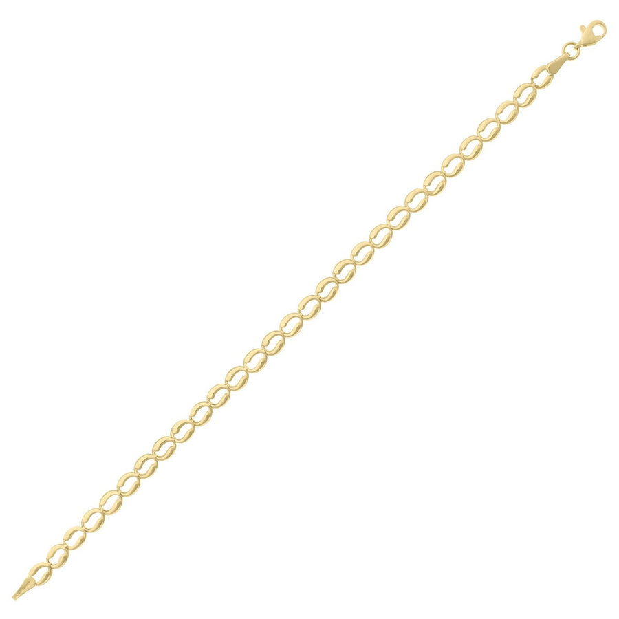 10K Yellow Gold Fancy Open Oval Link Bracelet