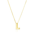 14K yellow gold block letter initial L pendant necklace