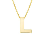 14K Yellow Gold Yours Truly Block Letter Initial L Necklace thumbnail 2