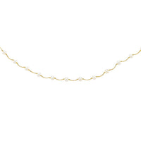 14k Yellow Gold Arc Link Necklace with White Pearls