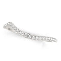 14K white gold curved wedding band with small round diamond stones