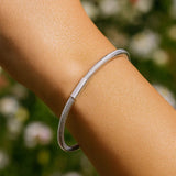 Sterling Silver Rhodium Plated Basketweave Stretch Bangle thumbnail 5