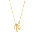 14K yellow gold drop necklace with lucky charms